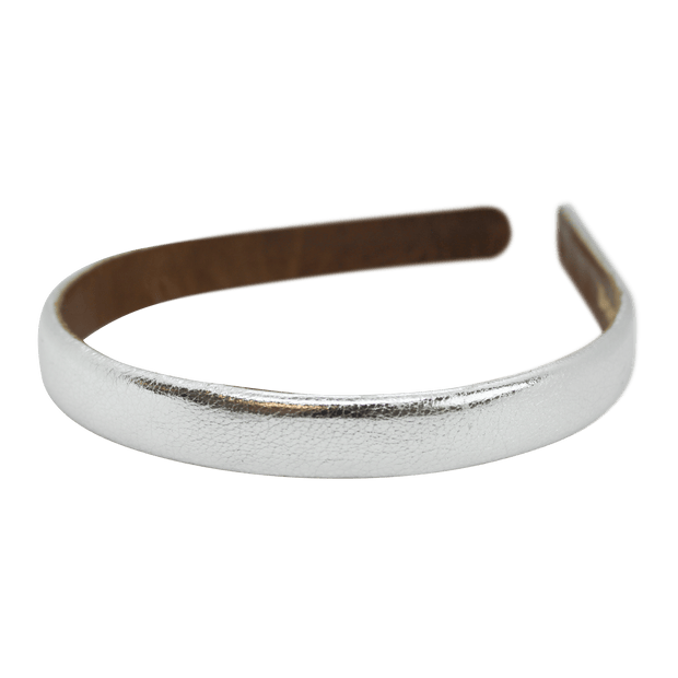 Wardani leather headband 5/8" metallic silver