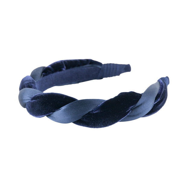 Anna Fashion Headband 1" velvet and  satin twist in Navy